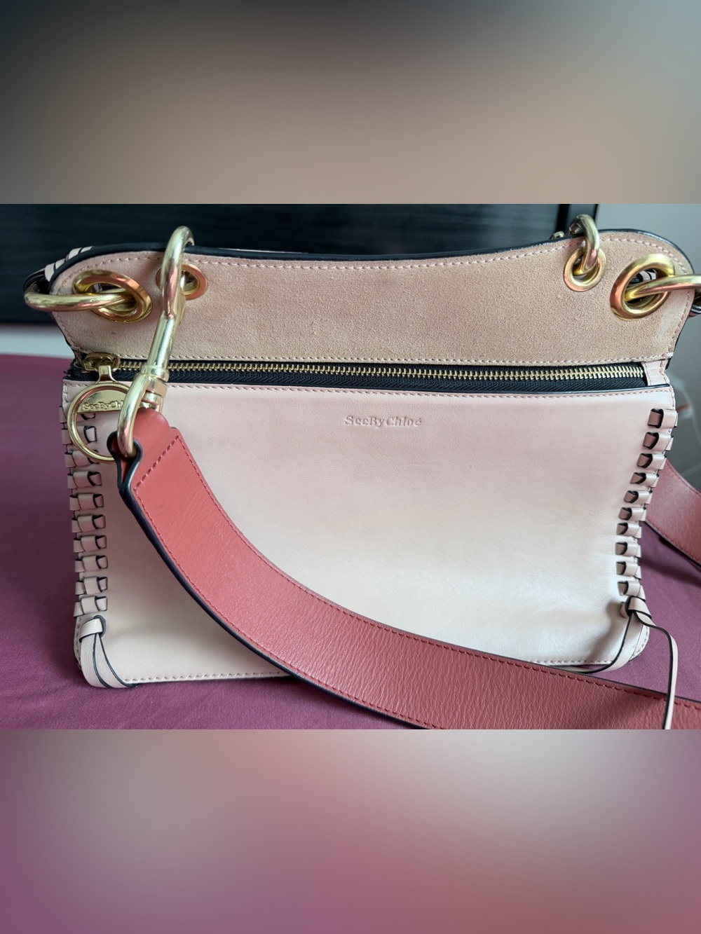 See By Chloe Two-Tone Blush and Rose crossbody Bag